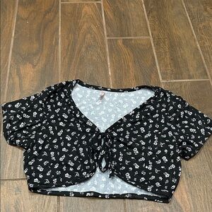 Amazon Black Floral Crop Top